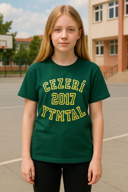 CEZERİ YEŞİL YTMTAL BİSİKLET YAKA T-SHIRT